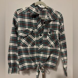 The Limited Active Gear Cropped Pullover Flannel Size Med Tie At‎ Waist